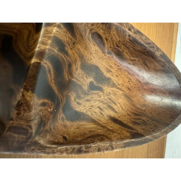 3 Compartment Hand Carved Mango Wood Serving Decorative Bowl Made in Thailand - Picture 8 of 8
